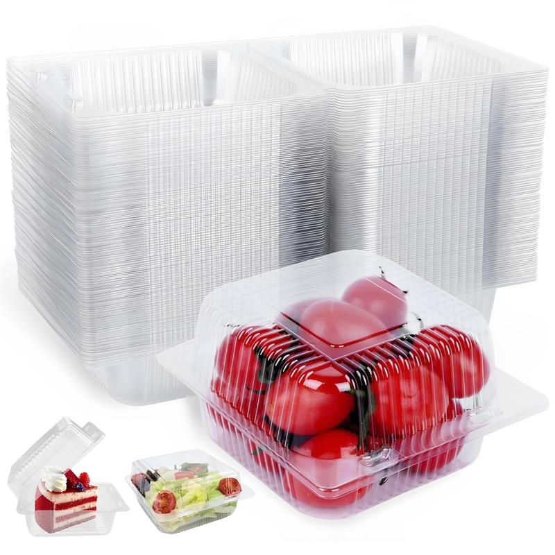 Cakecup Boxes 100 Counts Disposable Cake Slice Boxes Reusable Cupcake Slice Container with Lid Stackable Clear Square Single Dessert Box Triangular Sandwich Cheesecake Storage Box for Pie Cupcake