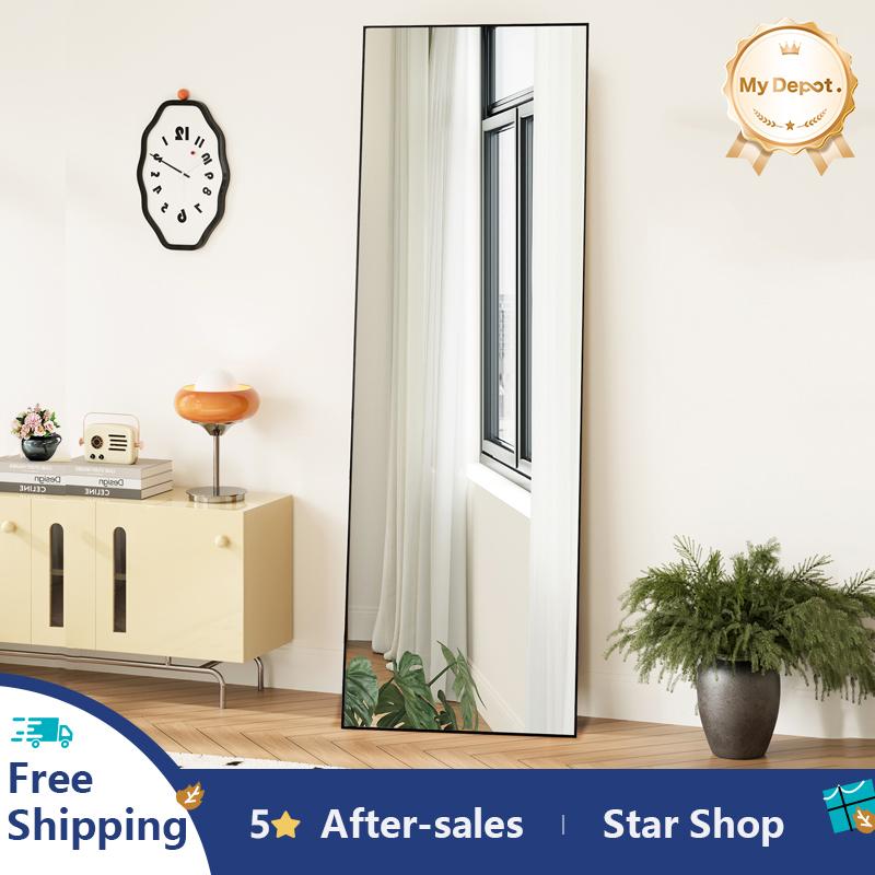 [Deal] Full Length Mirror Body Floor Standing Mirror Hanging or Leaning Against Wall, with Stand Aluminum Alloy Thin Frame for Bedroom Cloakroom Decor