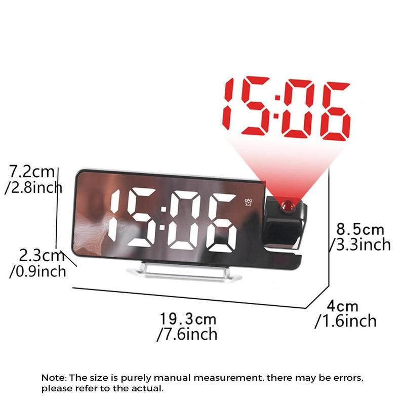 LED Screen Mirror Projection Alarm Clock, 1 Count Creative Electronic Clock, Home Decor for Living Room Bedroom [Battery Required, without Battery]