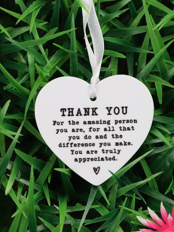 Acrylic Thank You Pendant, Heart Shaped Hanging Ornament, Gift for Friend, Car Ornament, Memorial Gifts