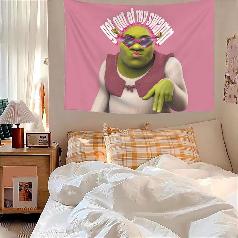 Funny Shrek Pink 3x5Ft Flag Tapestry for Wall Hanging Bedroom Man Cave College Dorm Room Decor Outdoor Bannery with 4 Brass Grommets