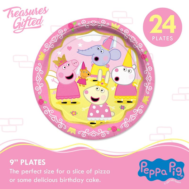 Princess Peppa Pig Party Supplies Tableware Classic Set for 24 Guests