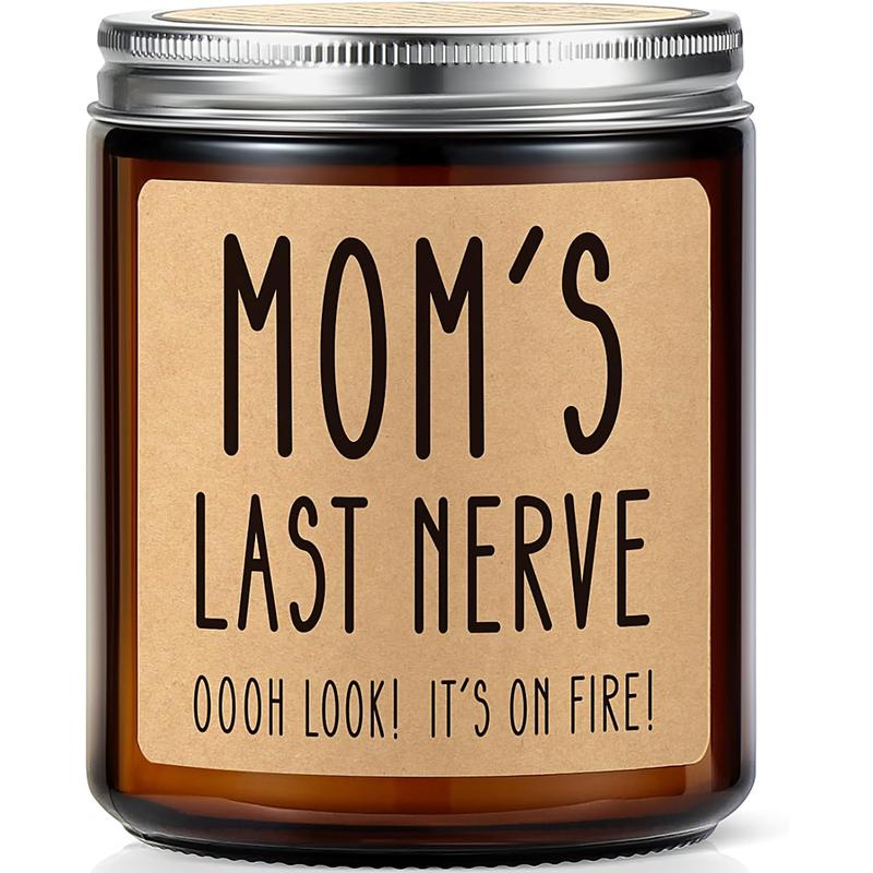 Christmas Mom Gifts from Daughter Son, Birthday Gifts Ideas for Mom, Funny Mom Candle, Best Mom Ever Gifts, Mother'S Day Gifts for Mom, Mom'S Last Nerve Scented Soy Candle, 10OZ NEVERNERVE