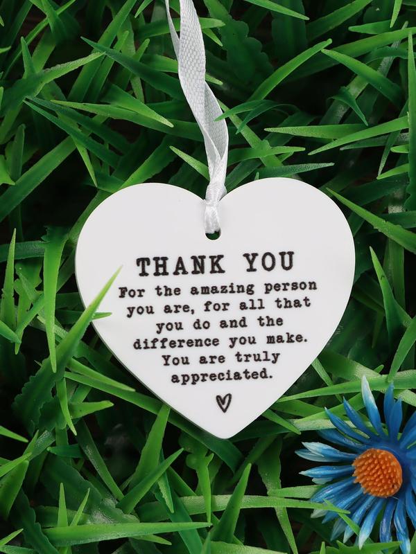 Acrylic Thank You Pendant, Heart Shaped Hanging Ornament, Gift for Friend, Car Ornament, Memorial Gifts