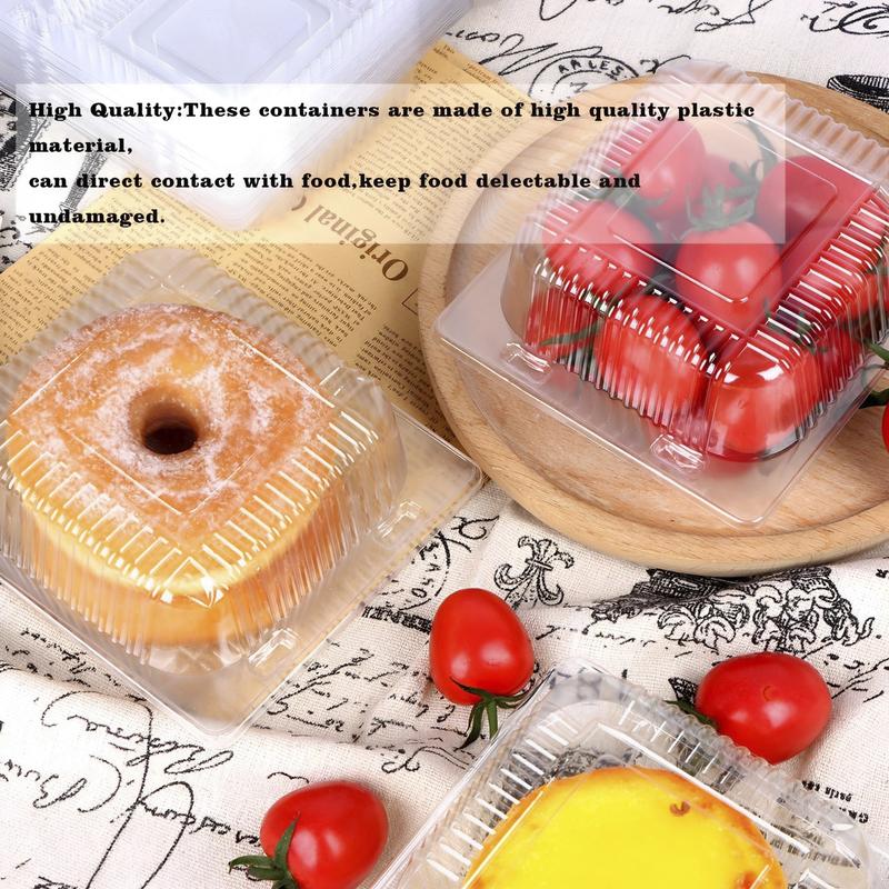 Cakecup Boxes 100 Counts Disposable Cake Slice Boxes Reusable Cupcake Slice Container with Lid Stackable Clear Square Single Dessert Box Triangular Sandwich Cheesecake Storage Box for Pie Cupcake