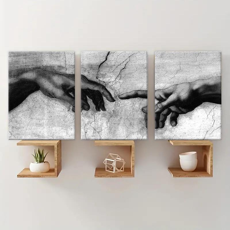 Wooden Framed Canvas Painting, 3 Counts set Hand Pattern Wall Art, Modern Art Wall Decoration, Home Decoration Canvas Art Poster, Wall Art Painting Room Decor, Christmas Gift Ideas, Stocking Stuffers