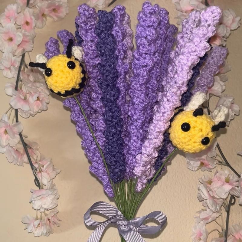 Build your own Lavender Bouquet- Crocheted Lavender Flowers Decorative Decor Floral Nature