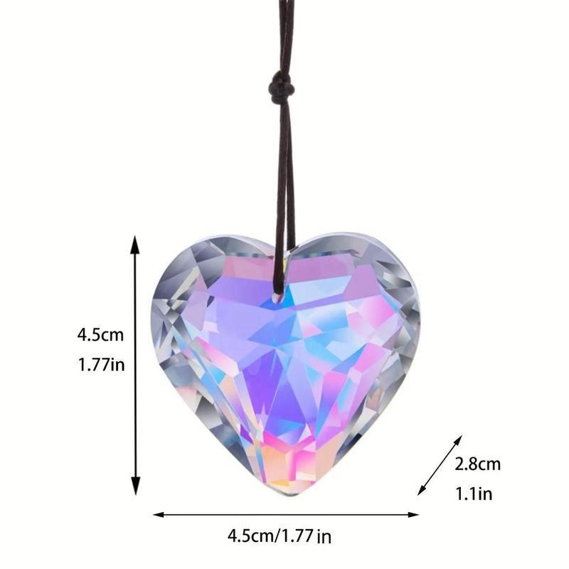 Heart Shaped Prism Pendant, 1 Count Crystal Glass Suncatcher, Hanging Decor for Home Garden Party Car