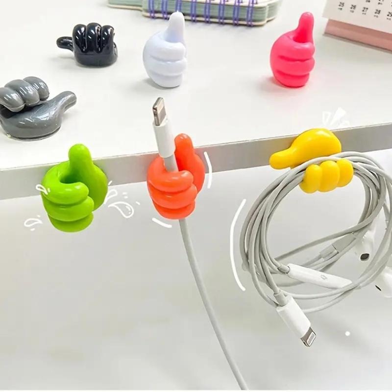 10pcs Random Color Thumb Shaped Storage Hook, Charging Cable Storage Rack, Creative Multifunctional Holder For Home Office