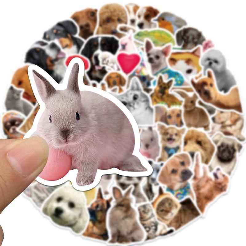 Cute Animal Pattern Sticker, 52pcs set Self Adhesive Decorative Stickers, DIY Scrapbooking Decals for Water Bottle, Laptop, Phone Case, Journal Making