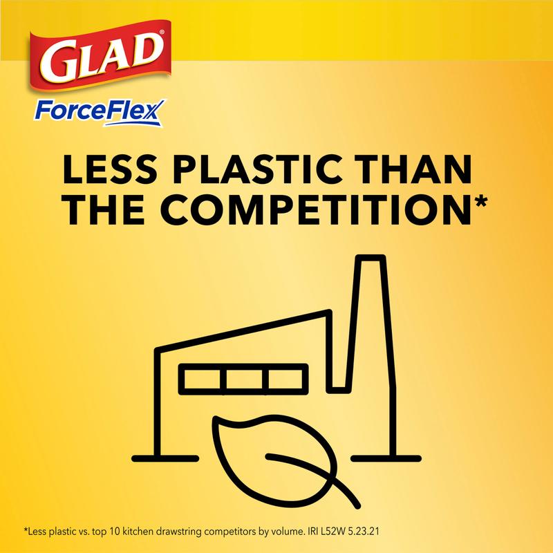 Glad ForceFlex Tall Kitchen Drawstring Trash Bags, 13 Gallon, Gain Lavender with Febreze Freshness, 40 Count