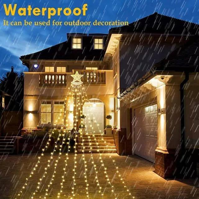 Outdoor Christmas Decoration Lights, 8 Modes & 350 LED Christmas String Lights Waterfall Fairy Tree Lights Christmas Indoor Outdoor Holiday Lighting Decorations, Warm White Ornaments