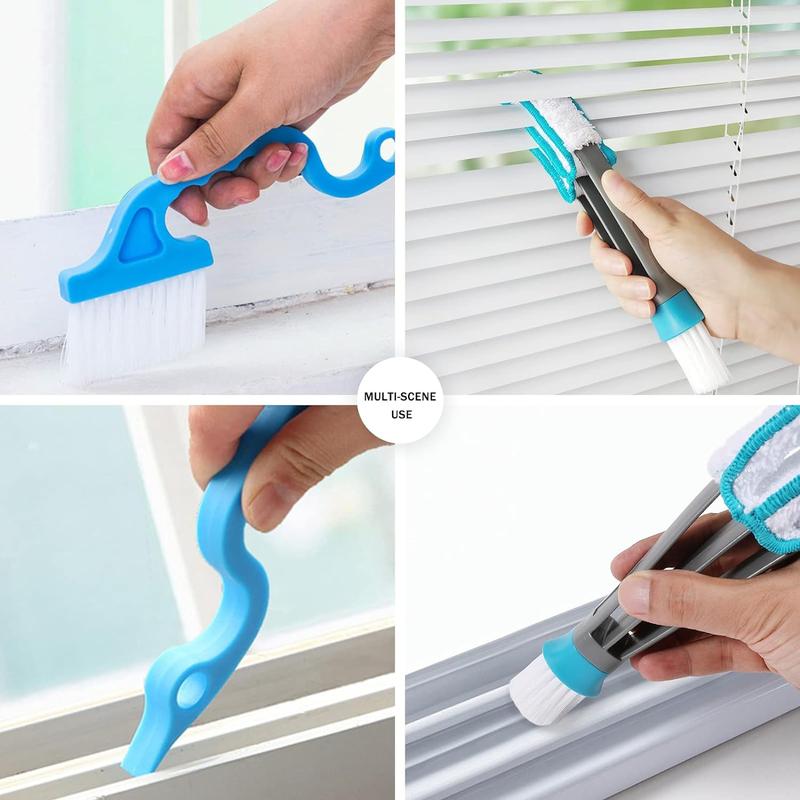 Blind Duster, Blind Cleaner Duster and Brush kit with 2pcs Removable Microfiber Sleeves Groove Gap Cleaning Tool for Household Cleaning Window Blind Cleaning car Vent Air Conditioner Cleaner