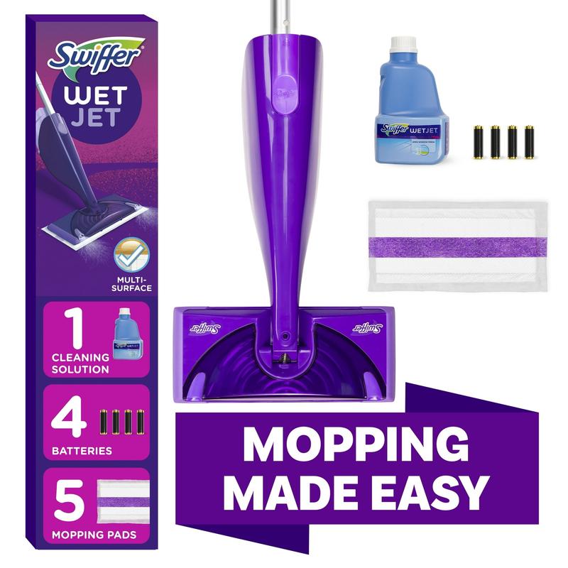 Swiffer WetJet Wood Starter Kit (1 Mop, 5 Pads, 1 Cleaning Solution)