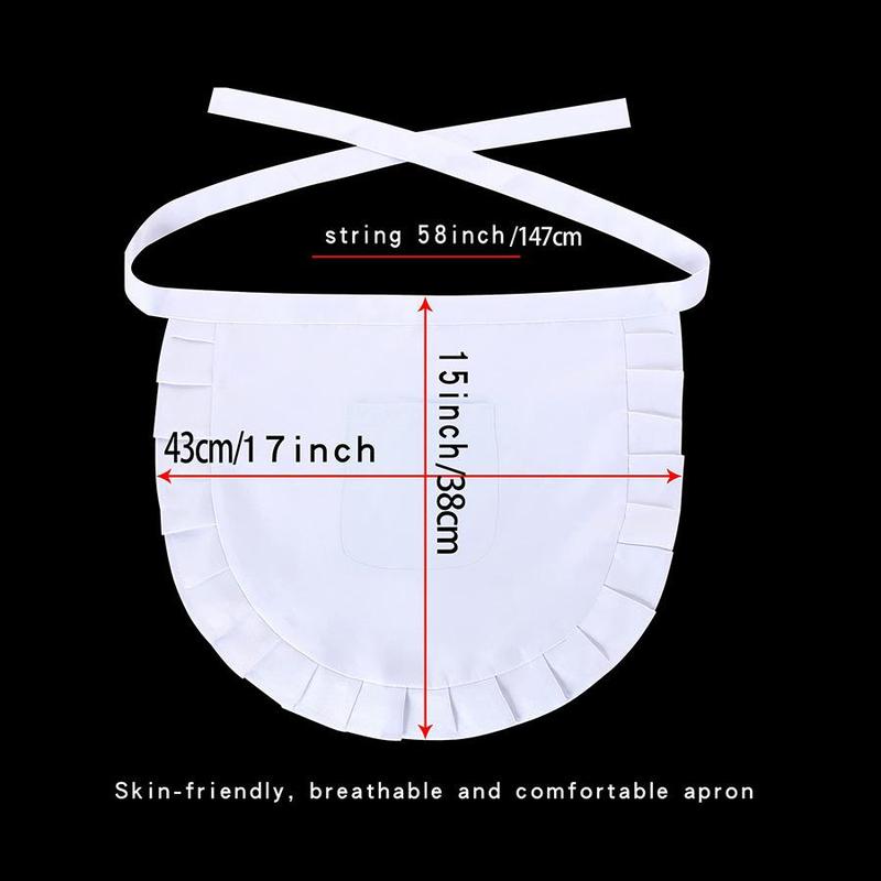 Solid Color Waist Apron with Ruffles, Kitchen Apron, Household Party Apron, Home Care Supplies for Home Kitchen Party, Home Supplies