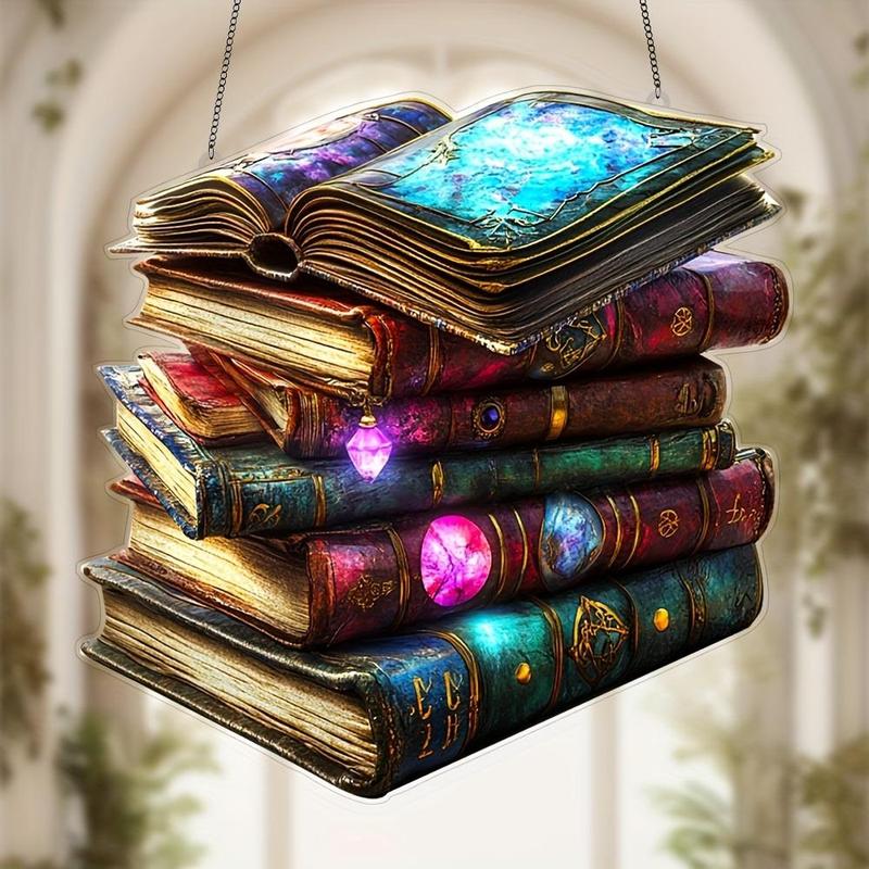 Mystical Book Design Hanging Decoration, 1 Count Acrylic Hanging Ornament, Decor for Home Living Room Bedroom Office