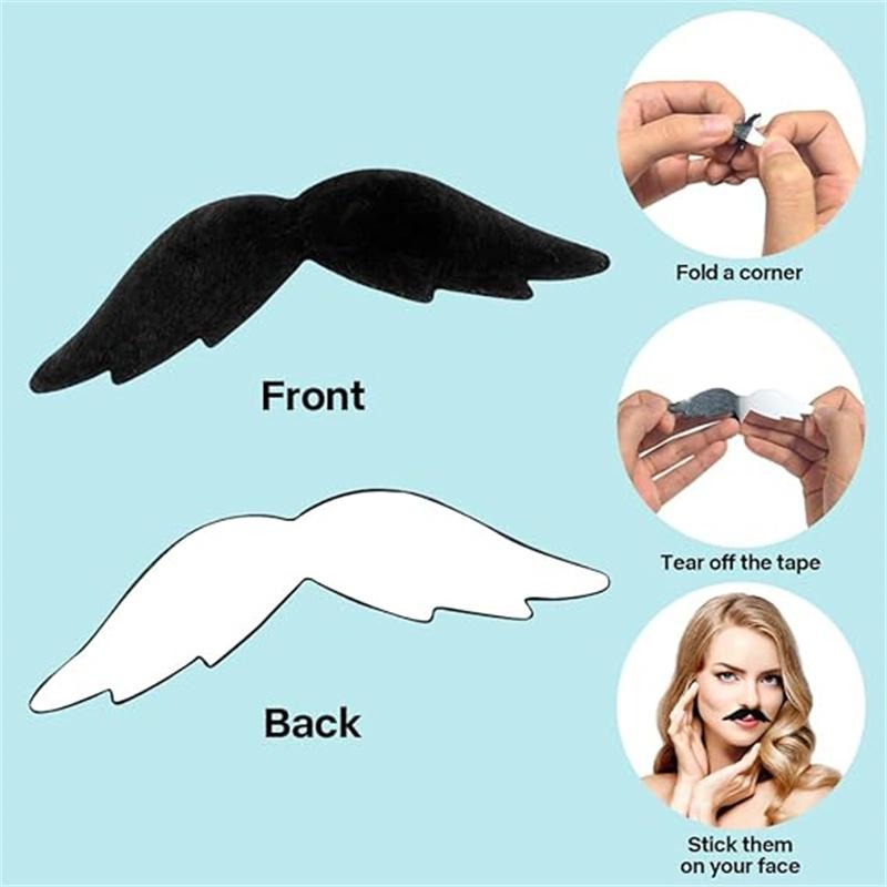 [Fake Mustache] False Mustaches Self Adhesive Novelty Mustaches Fake Beard Face Mustaches Christmas Halloween Party Supplies