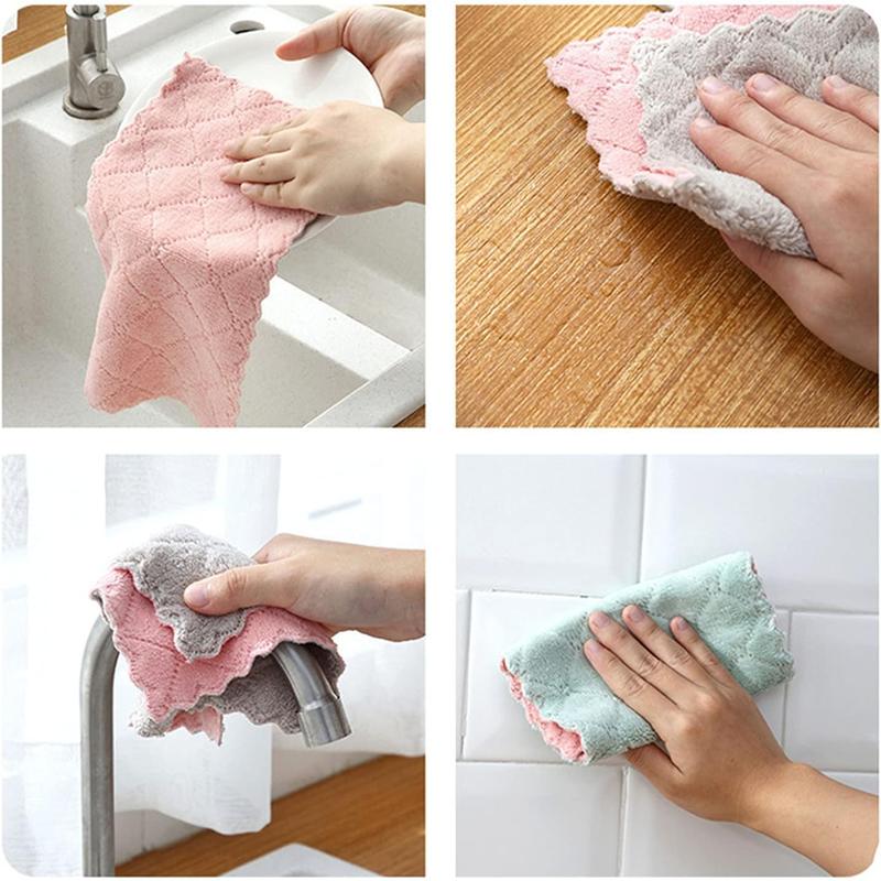 12 Pack Kitchen Towels Quick Dry Washcloths, Coral Velvet Dishtowels Multipurpose Reusable Dish Cloths, Soft Tea Towels Absorbent Cleaning Cloths Double-Sided Microfiber Towel Lint Free Cleaning Rags.