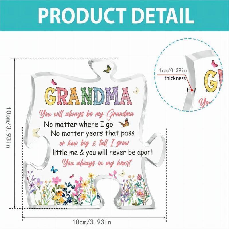 Acrylic Puzzle Grandma Statue, Transparent Home Decoration, Summer Gift, Creative Gift For Grandma