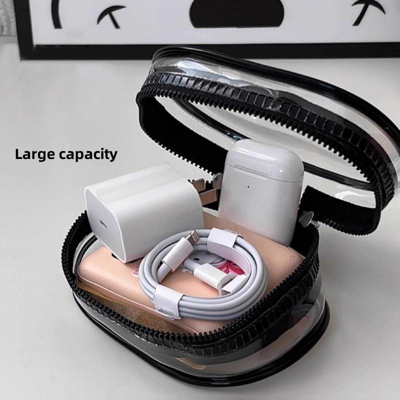 Transparent Mini Charger Data Cable Storage Bag, 2 Counts set Waterproof Portable Storage Bag, for Storing Cables, Chargers, Headphones, Jewelry