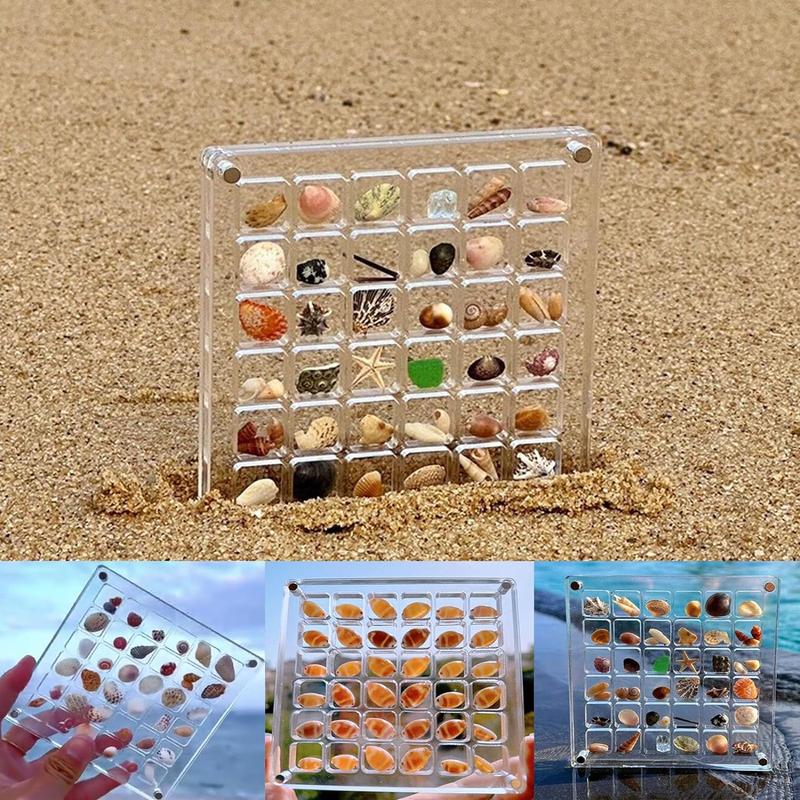 Acrylic Magnetic Seashell Display Box, Multi-grid Large Capacity Shell Storage Box with Lid, Multi-purpose Small Craft Storage Box, Display Box for Jewelry, Home Organizer