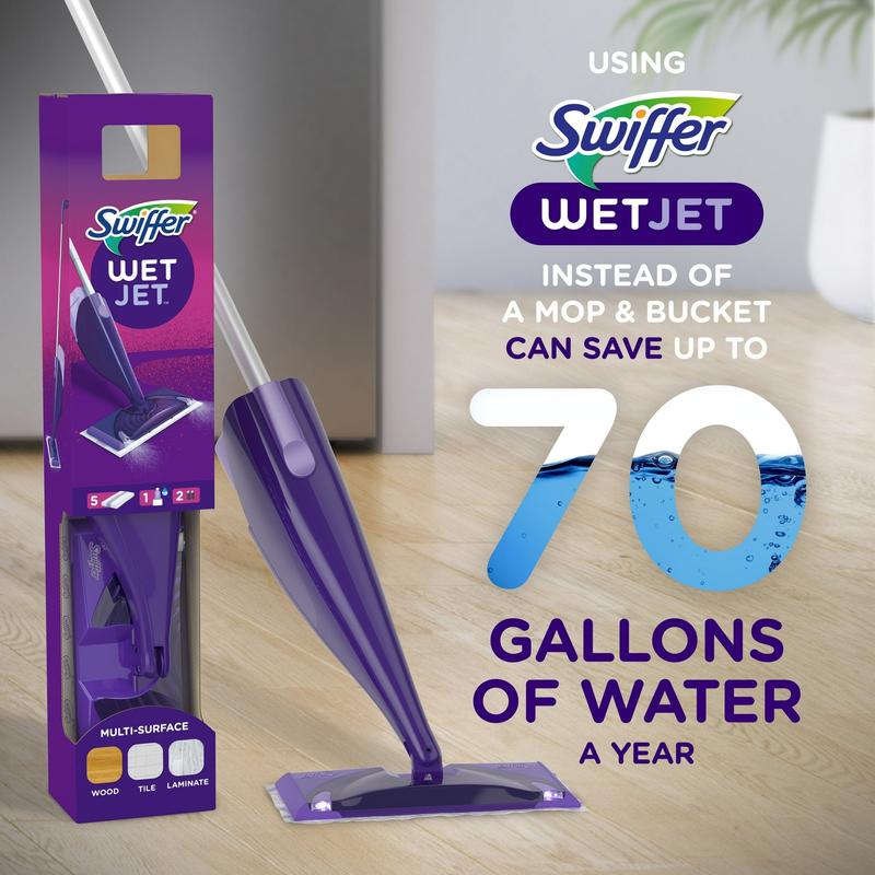 Swiffer WetJet Wood Starter Kit (1 Mop, 5 Pads, 1 Cleaning Solution)