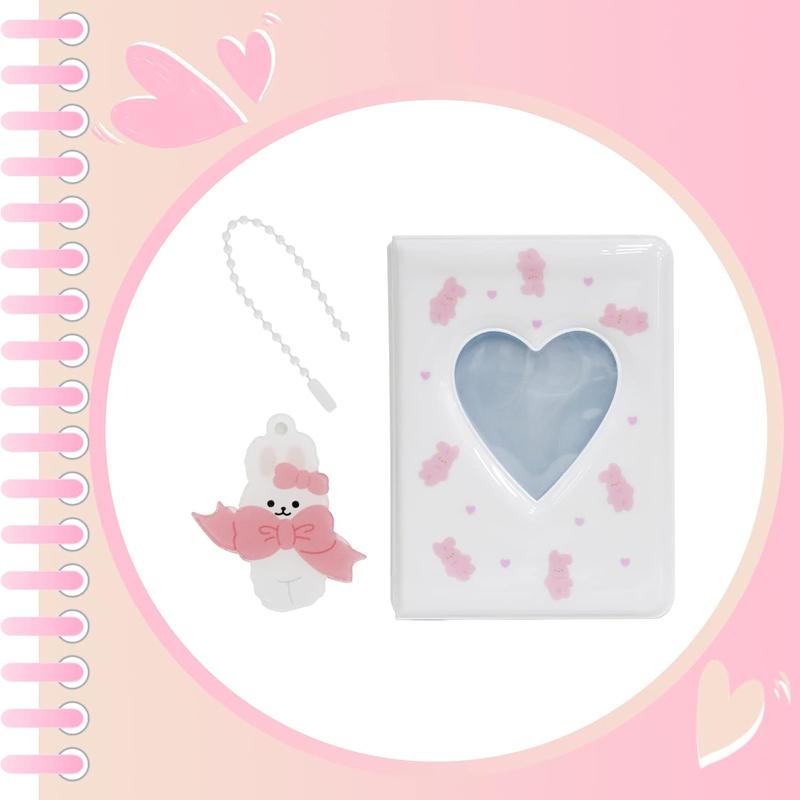 Photocard Binder 3 Inch Kpop Album Kpop Photocard Holder Book Mini Photo Album Kpop Album with Pendant for Collecting Picture, 40 Pockets (White)