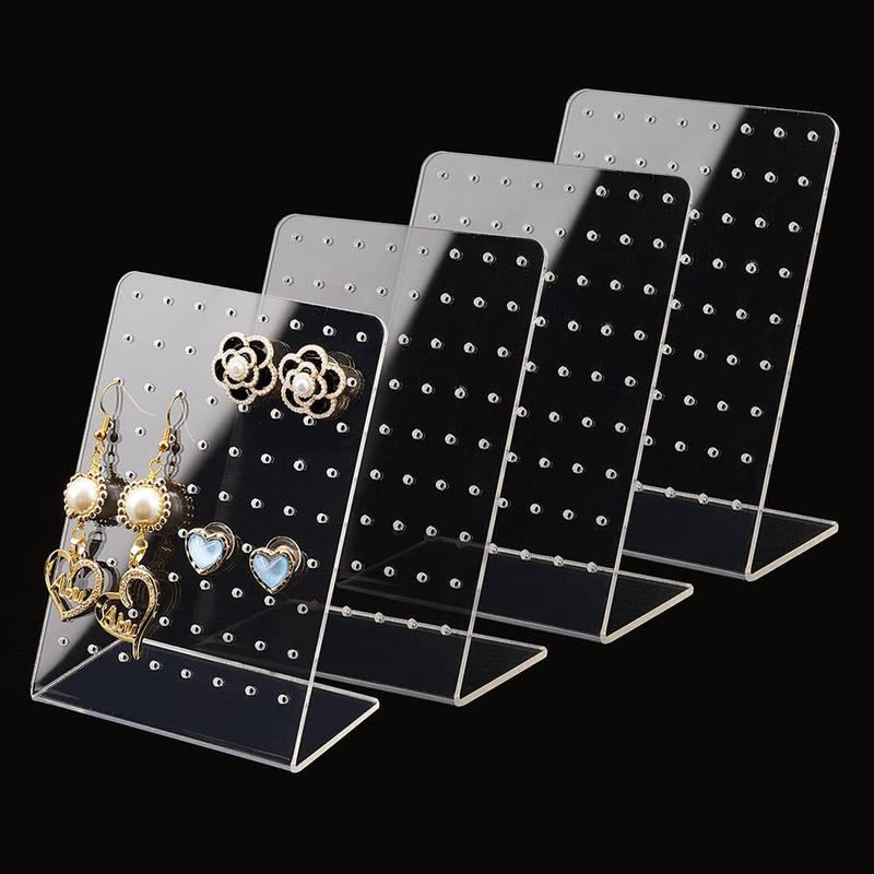 Acrylic Jewelry Organizer, 4pcs Transparent 72 Holes Jewelry Display Stand, Earring Display Stand, Jewelry Storage Rack For Ear Studs Earrings