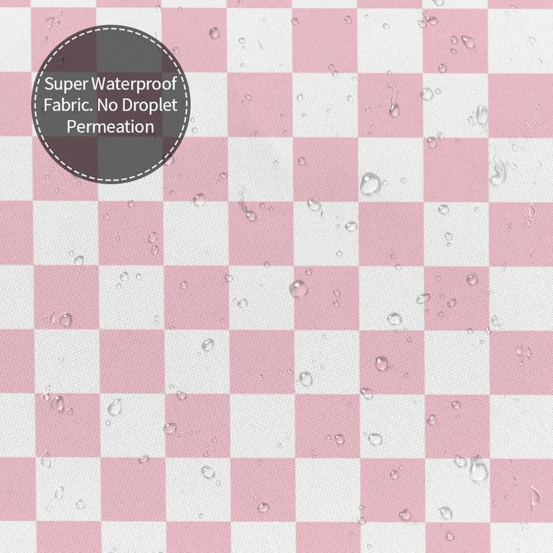 Checkered Shower Curtain, Pink Shower Curtains for Bathroom, Cute Retro Checkerboard Shower Curtain Vintage Aesthetic, Machine Washable Fabric Shower Curtain, 72''x72''