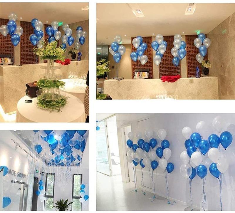 Blue Birthday Party Decorations Set with 38pcs Balloons, Confetti, Foil Balloons, Fringe Curtains for Unisex Blue Themed Events