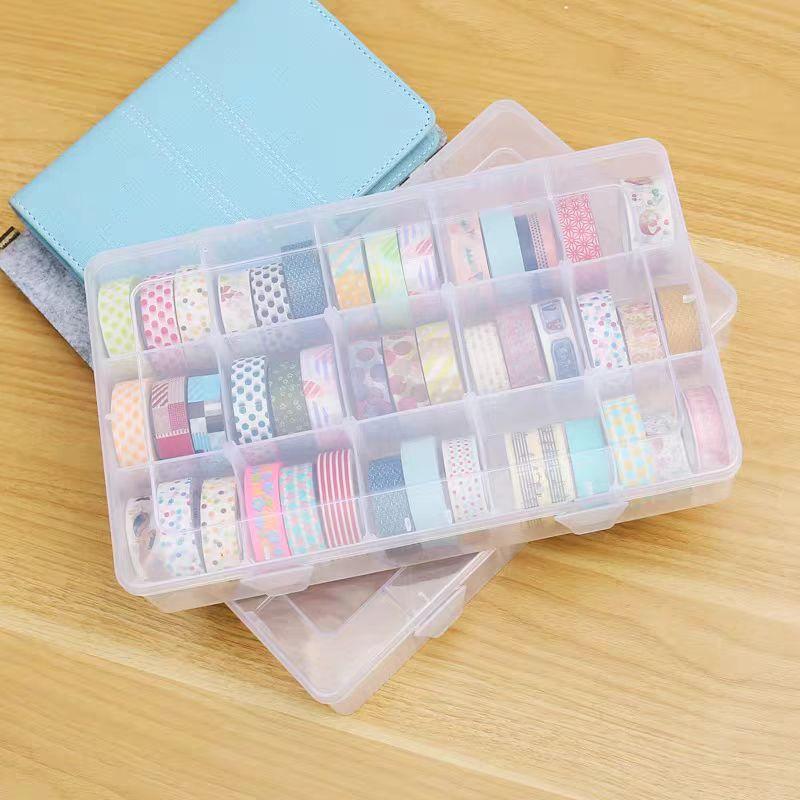 15 Grid Art Tape Storage Box, Clear Plastic Storage Box, Removable Assembly Storage Box for Home Office Kitchen Festival