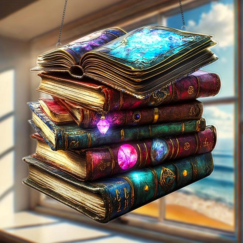 Mystical Book Design Hanging Decoration, 1 Count Acrylic Hanging Ornament, Decor for Home Living Room Bedroom Office