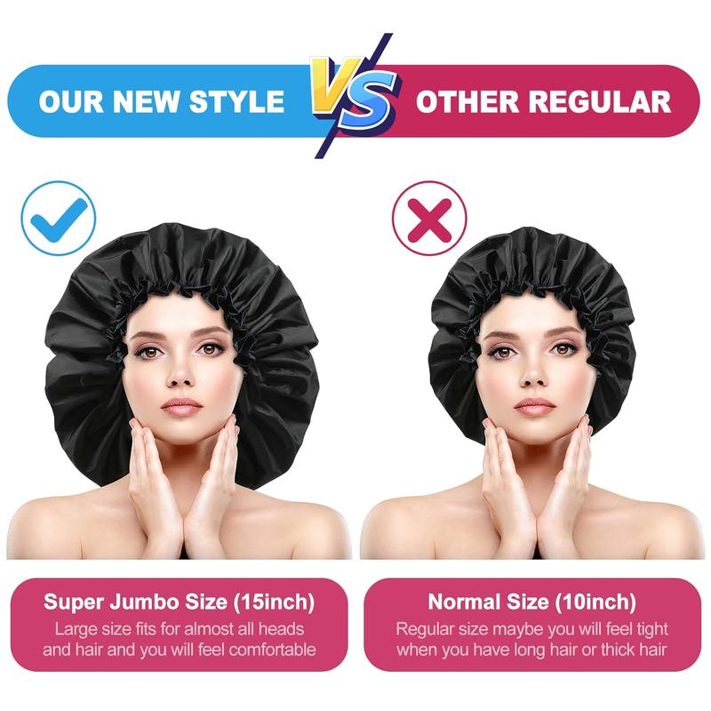 4 count  Shower Cap  Shower Cap Double Layer  Shower Cap for Dreadlocks Satin Lining Reusable XL Bonnet for Women Men Thick Long Big Hair Locs Braids, 4 Colors