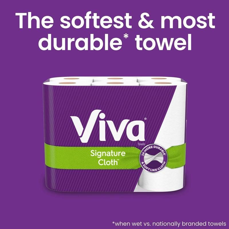 Viva Signature Cloth Paper Towels, 6 Double Rolls - Ideal for Toilet and Wipes