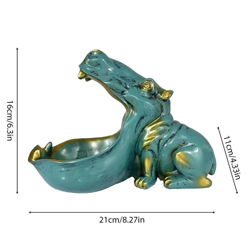 Hippopotamus Shaped Decorative Statue, 1 Count Creative Resin Desk Ornament for Home Decor, Desktop Key Holder for Home & Office