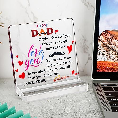 Dad Birthday Gift - Engraved Acrylic Plaque Gifts for Dad - Cool Dad Presents from Daughter, Son, Wife- Heartwarming Men Birthday Gift Father's Day Gifts