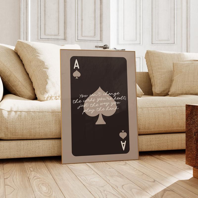 Ace Of Spades Print Trendy Dark Brown Aesthetic Spades Playing Card Poster Retro Bar Cart Art Decor Preppy Neutral Boho Apartment Decor