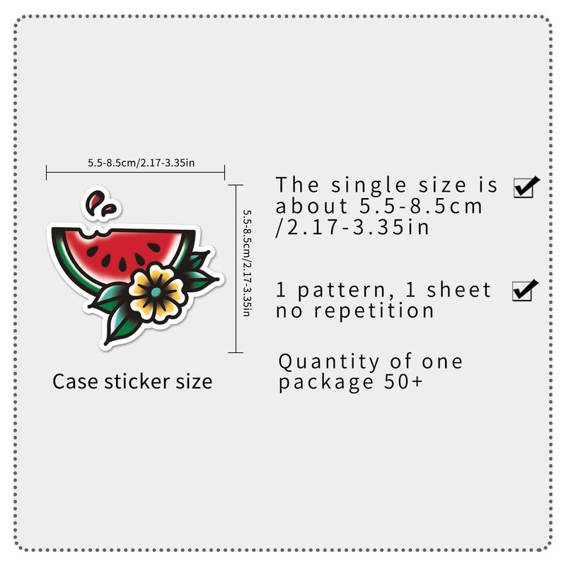 Random Color Decor Sticker, 50pcs Set Cartoon Tattoo Series Pattern Self Adhesive Decor Paper, Decor Naughty Stickers for Water Bottle Laptop Phone Decor, Scrapbook Decorative Materials