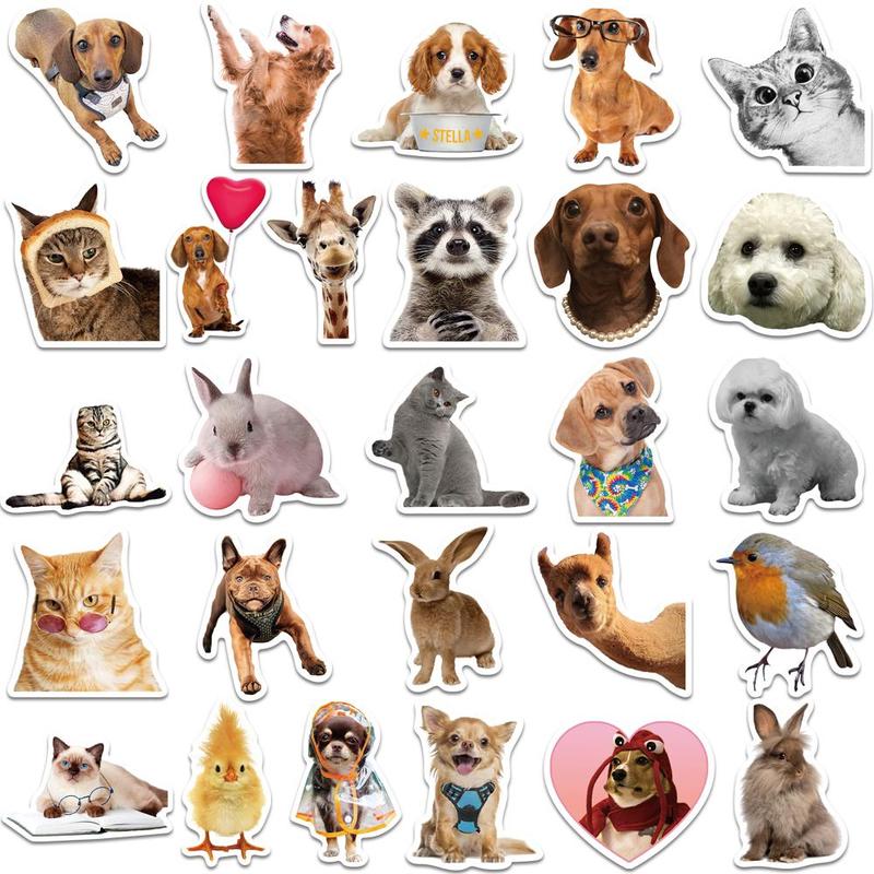 Cute Animal Pattern Sticker, 52pcs set Self Adhesive Decorative Stickers, DIY Scrapbooking Decals for Water Bottle, Laptop, Phone Case, Journal Making