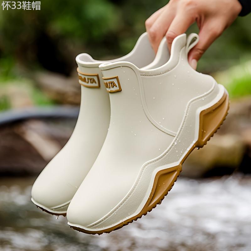 Comfortable Waterproof Ankle Rain Boots - Women's Short Boots for Casual Outdoor Activities, Durable All-Weather Footwear with Slip-On Design, Ideal for Couples - Breathable, Lightweight, and Easy to Clean