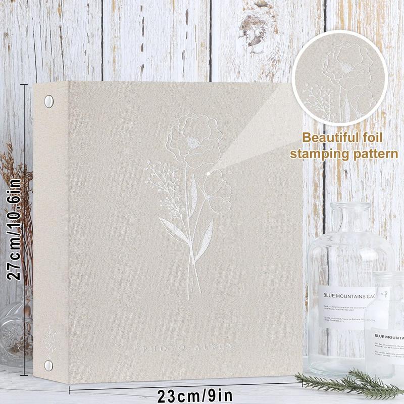 8 x 10in Photo Album Scrapbook with Sleeves that Holds 52 Vertical , Linen Hard Cover Archival Top Load Pocket Photo Book (Beige)