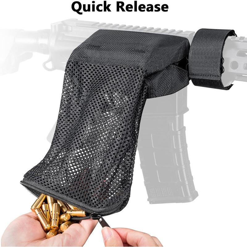 Brass Shell Catcher Tactical Cartridge Collector Mesh Heat Resistant Padded Mesh Brass Casing Catcher with Zippered Bottom Quick Release Brass Catcher