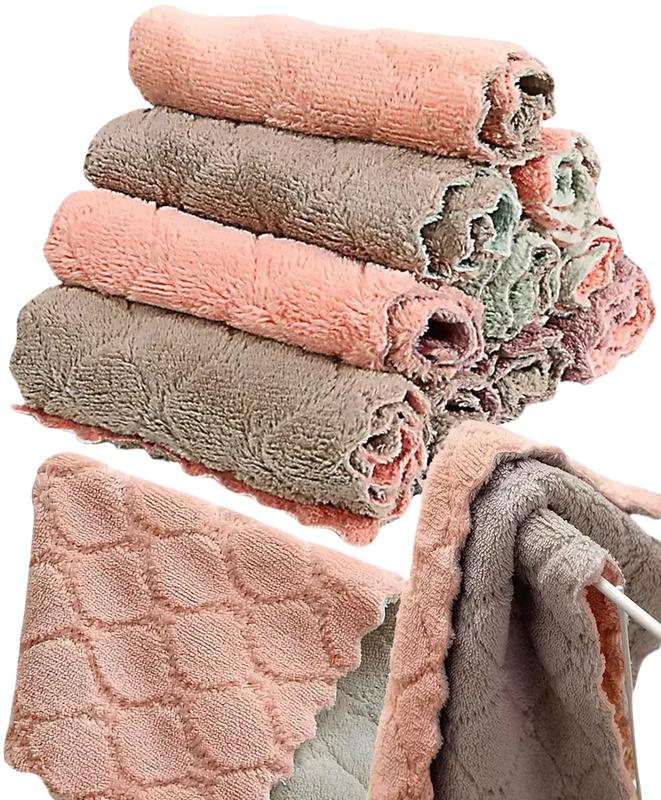 12 Pack Kitchen Towels Quick Dry Washcloths, Coral Velvet Dishtowels Multipurpose Reusable Dish Cloths, Soft Tea Towels Absorbent Cleaning Cloths Double-Sided Microfiber Towel Lint Free Cleaning Rags.