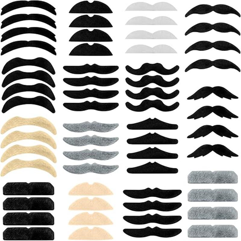 [Fake Mustache] False Mustaches Self Adhesive Novelty Mustaches Fake Beard Face Mustaches Christmas Halloween Party Supplies