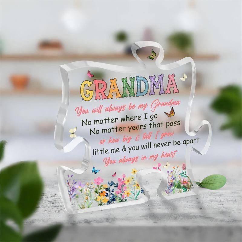 Acrylic Puzzle Grandma Statue, Transparent Home Decoration, Summer Gift, Creative Gift For Grandma