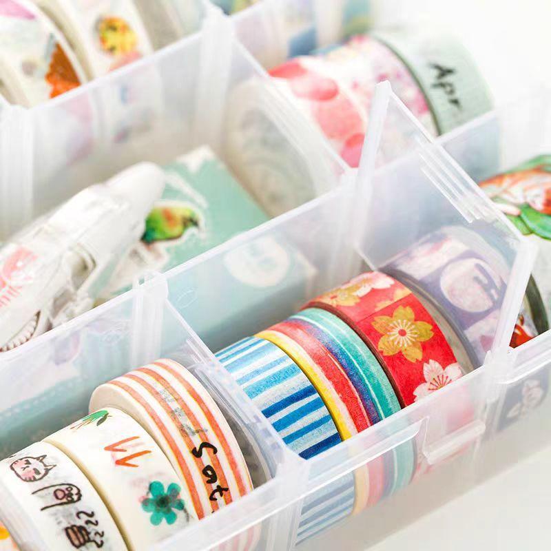 15 Grid Art Tape Storage Box, Clear Plastic Storage Box, Removable Assembly Storage Box for Home Office Kitchen Festival