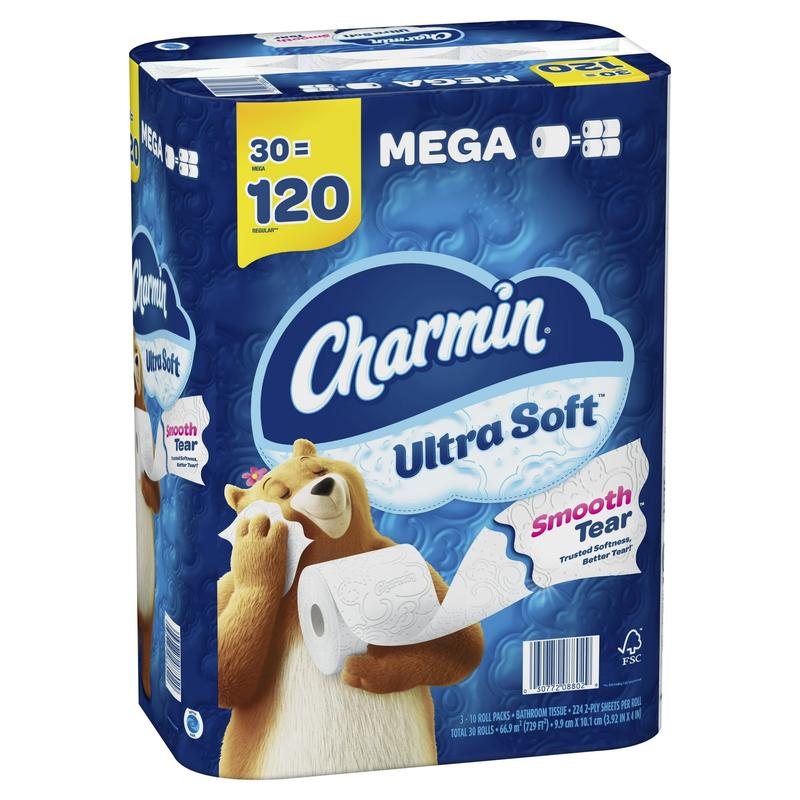 Charmin Ultra Soft Toilet Paper 30 Mega Rolls, 224 Sheets per Roll