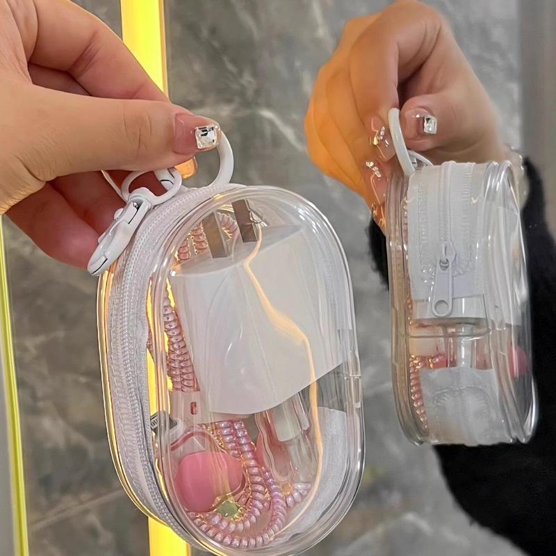 Transparent Mini Charger Data Cable Storage Bag, 2 Counts set Waterproof Portable Storage Bag, for Storing Cables, Chargers, Headphones, Jewelry