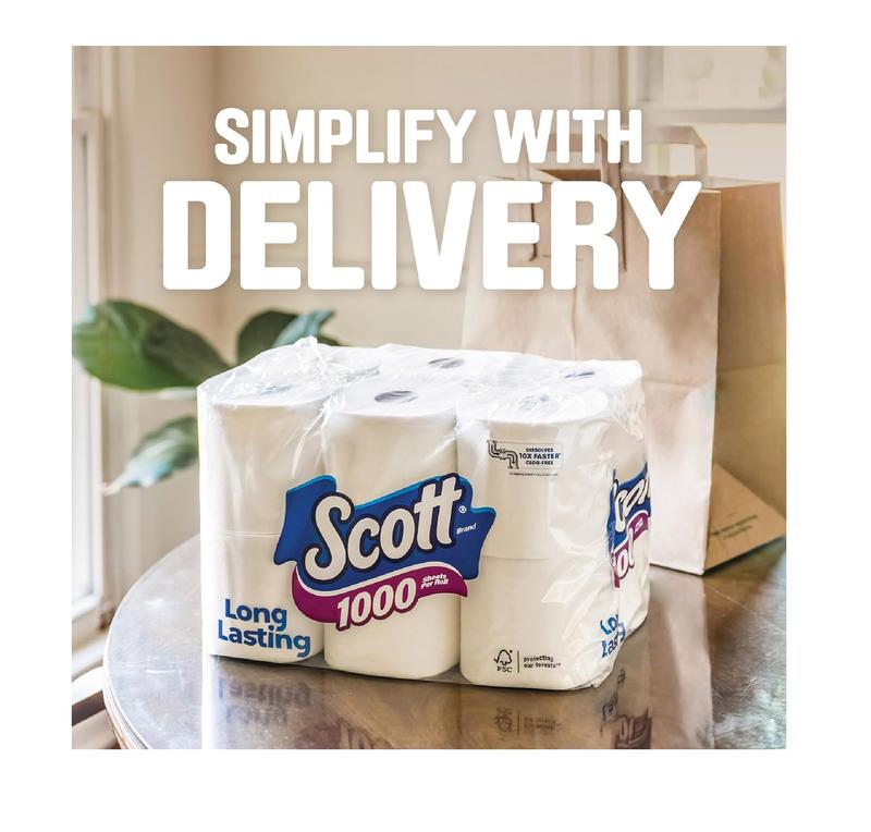 Scott 1000 Toilet Paper, 8 Rolls, Septic-Safe