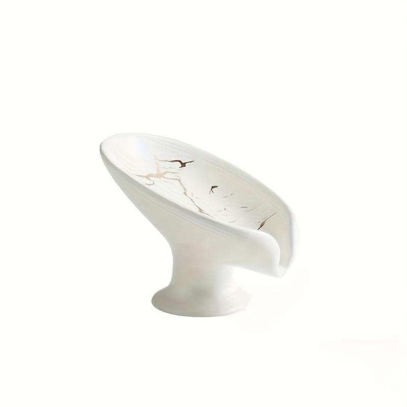 1pc Unique Leaf-Shaped Ceramic Soap Dish - Self-Draining, Multifunctional Soap Holder with Sponge Storage - Bathroom Accessories for Organized Space